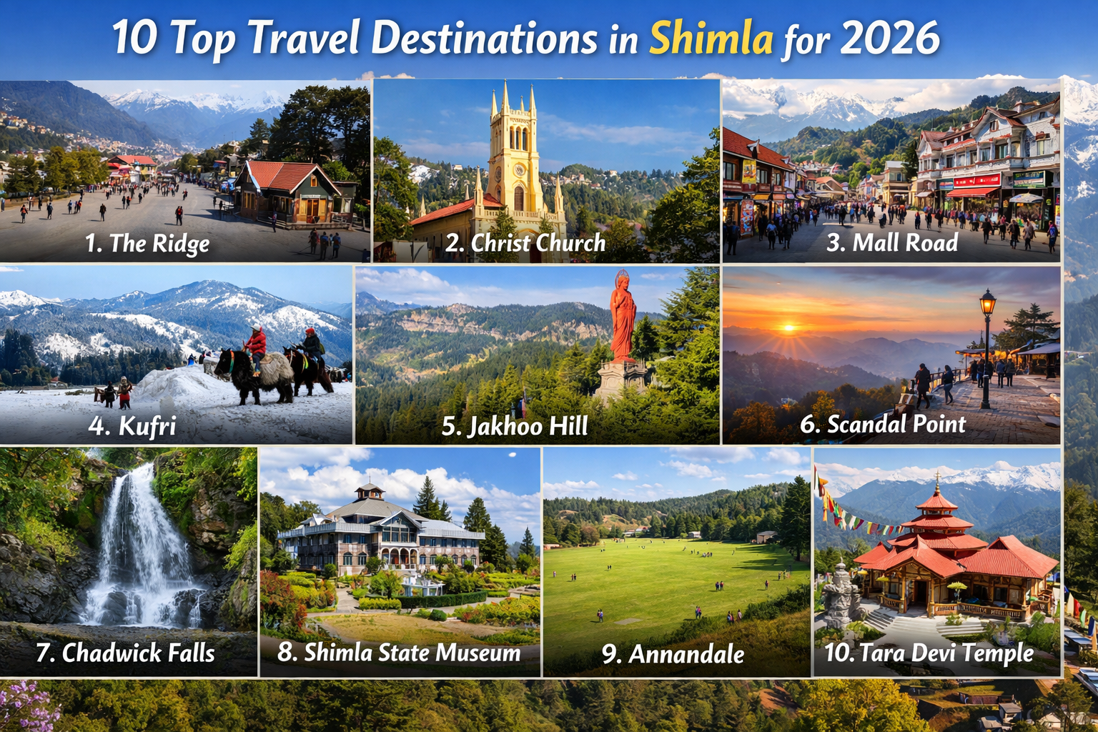 10 Top Travel Destinations in Shimla for 2026 – Complete Tourist Guide