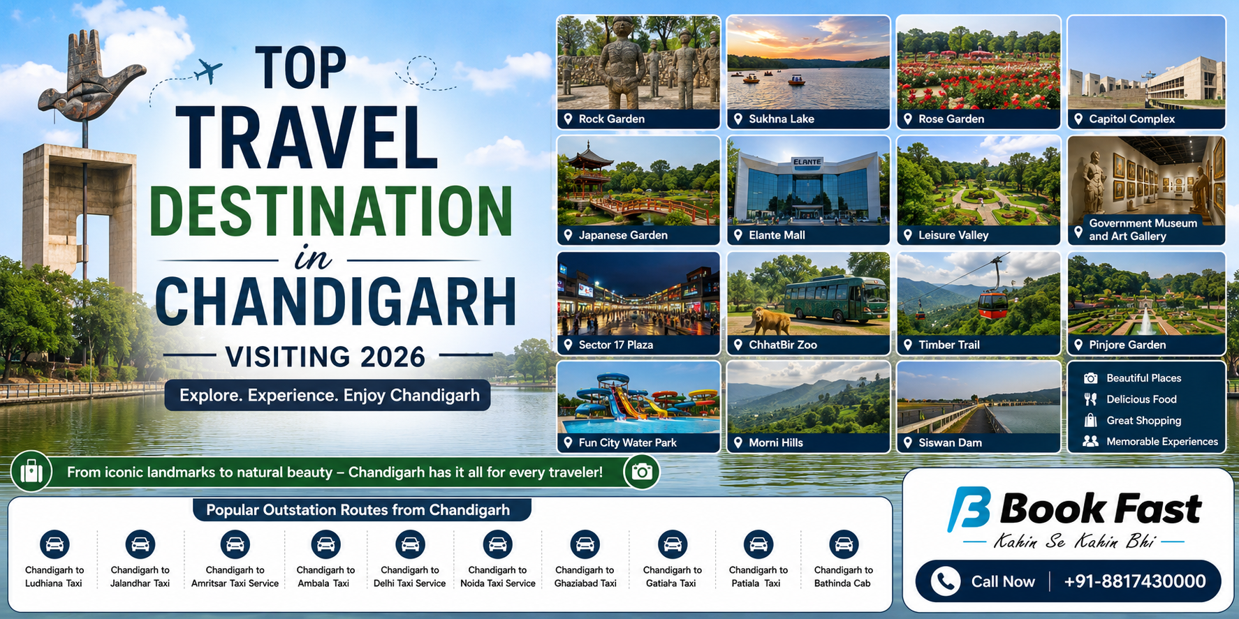  Top Tourist Places in Chandigarh for One Day Trip in 2026