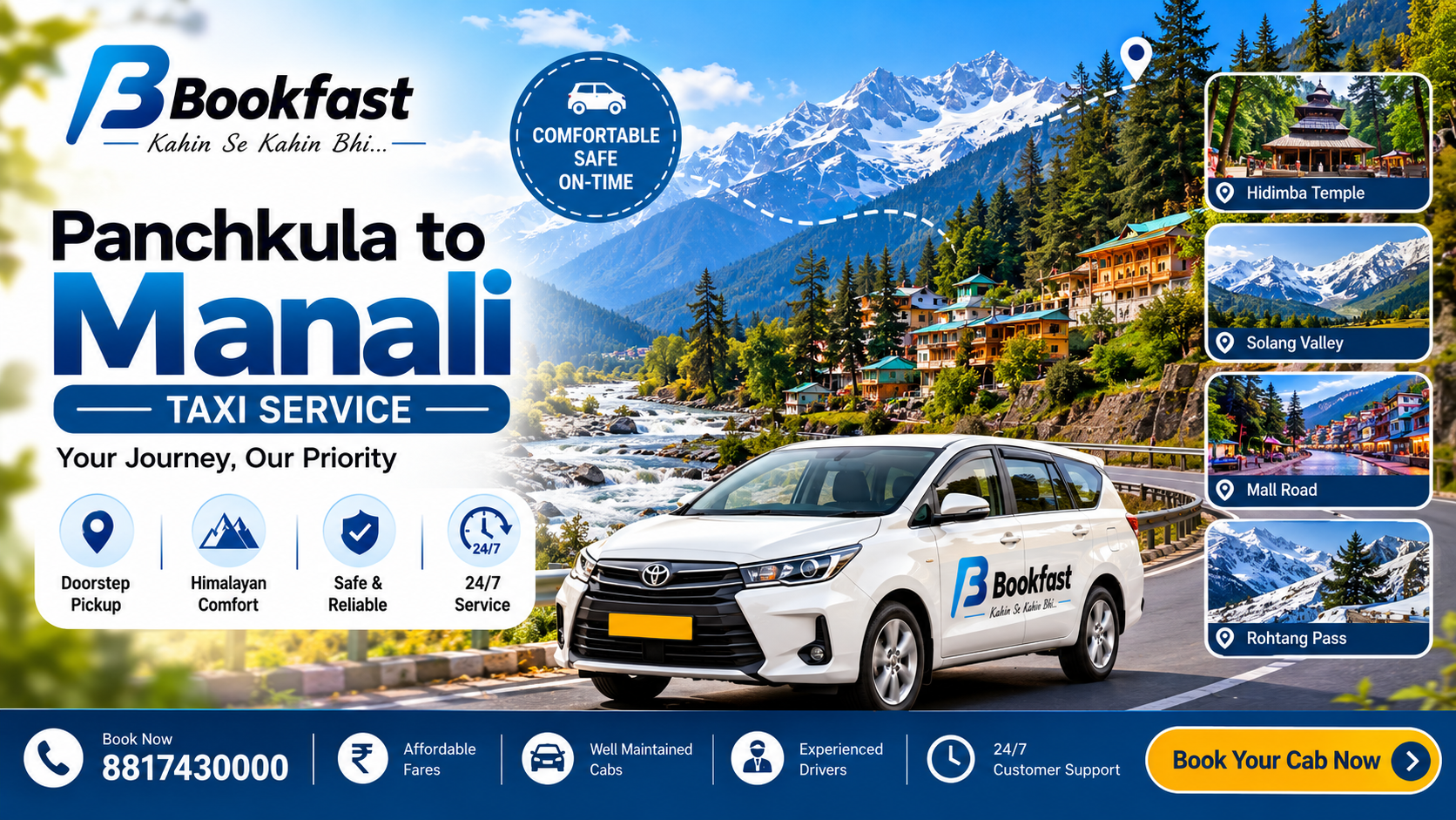 Panchkula to Manali Taxi Service – Safe and Comfortable Travel with Bookfast