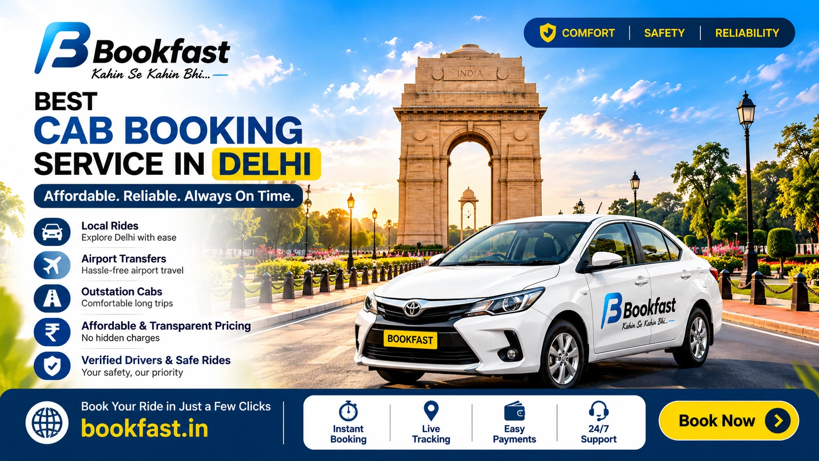 Best Cab Booking Service in Delhi (2026 Guide) – Affordable, Reliable & Fast Taxi Booking | BookFast