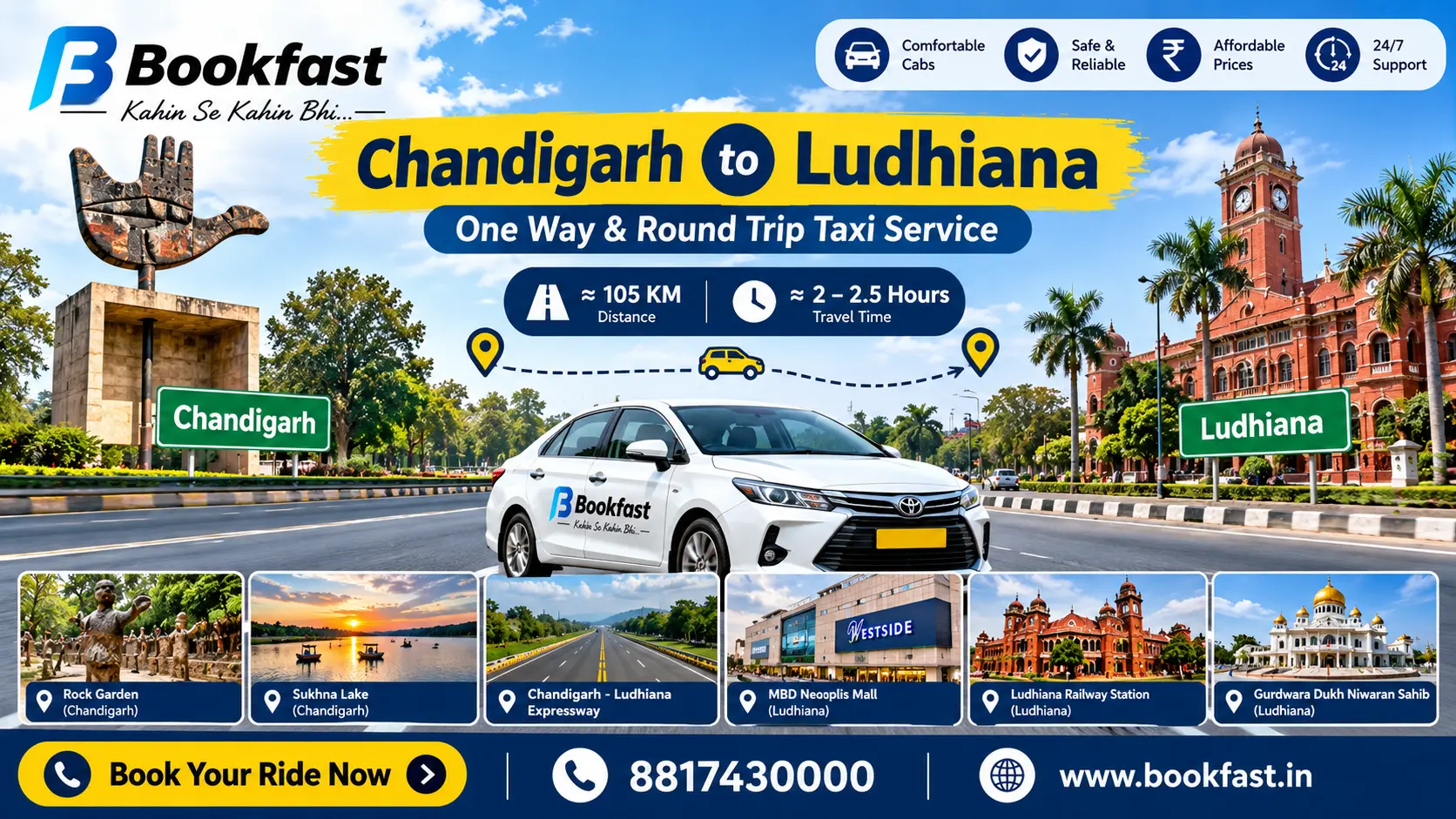 How to Go Chandigarh to Ludhiana in 2 Hours – Only with Book Fast
